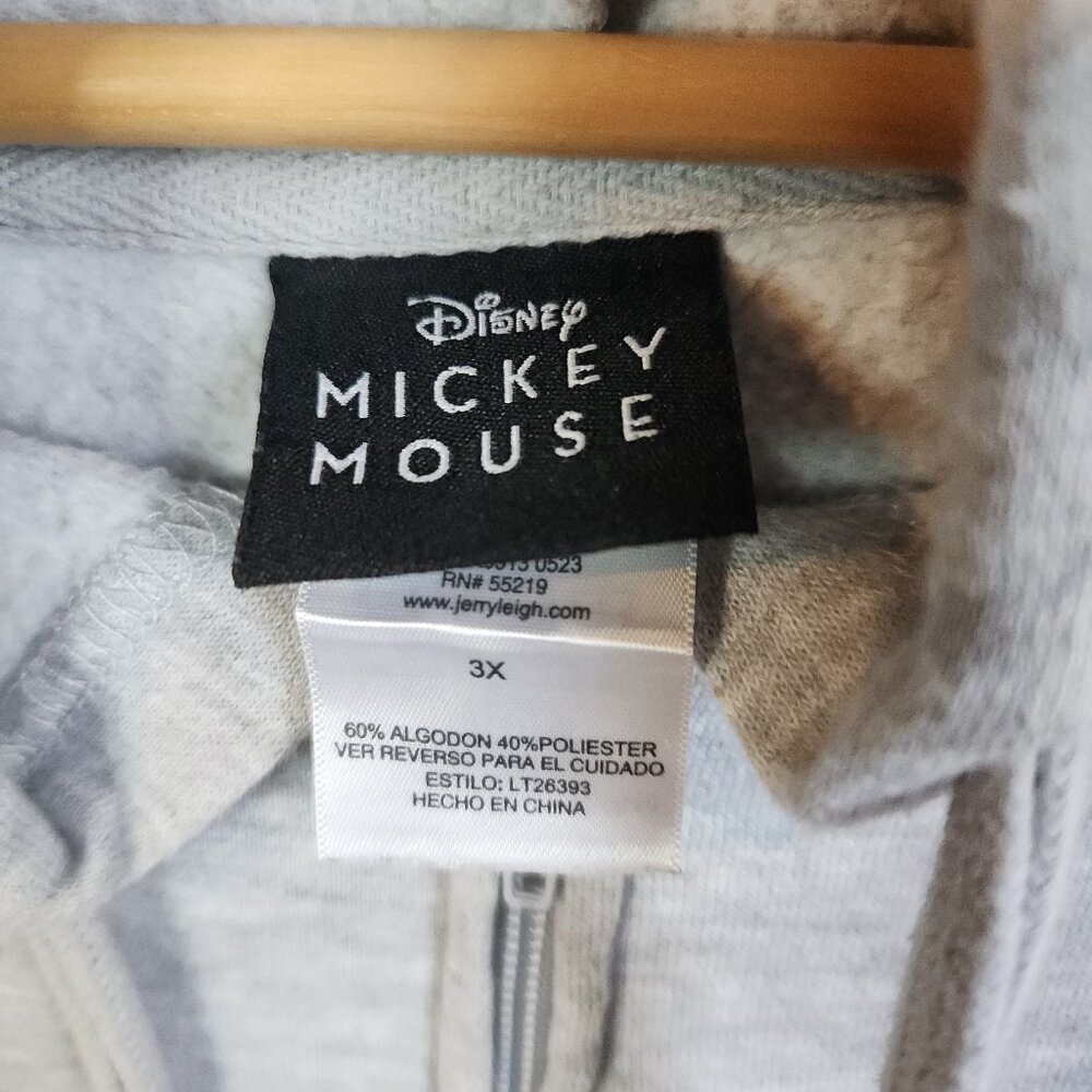 DISNEY Minnie Mickey Mouse Full Zip Sweatshirt Hoodie Gray Women’s 3X - Picture 5 of 11